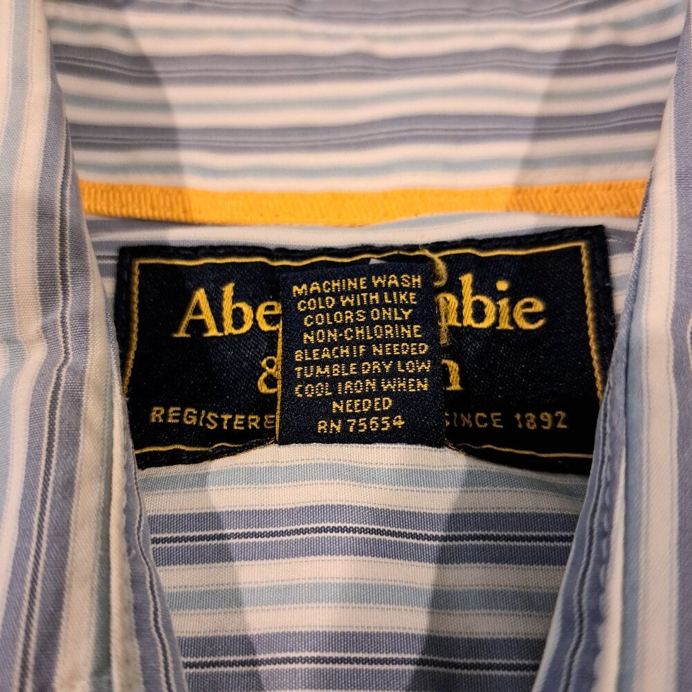 Abercrombie & Fitch Men's Small Long Sleeve Button Down Striped Shirt - Picture 7 of 11